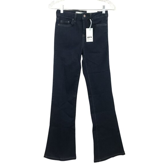 Topshop Moto Tally Dark Blue Ultimate Stretch Flare Jeans W25 L32 Mid Rise - Picture 12 of 15